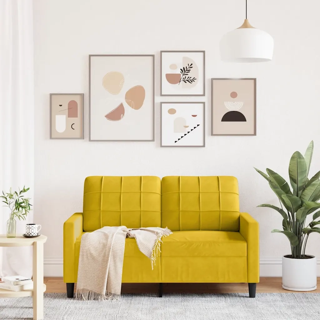 Divano a 2 Posti-Sofa 2 Posti giallo 120 cm in Velluto 781623