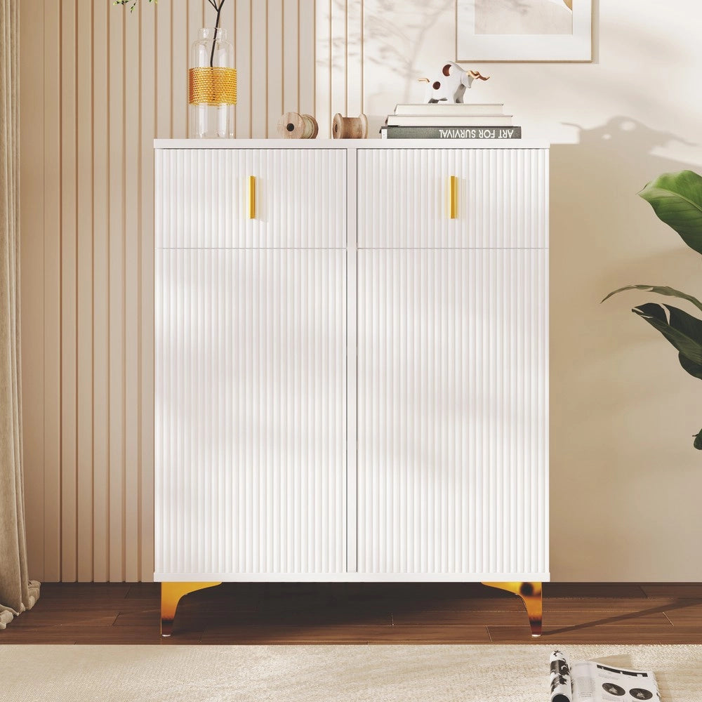 Sideboard Scarpiera con Cassetti e Ripiani Regolabili ¨C MINIMAL ¨C Bianco/Oro