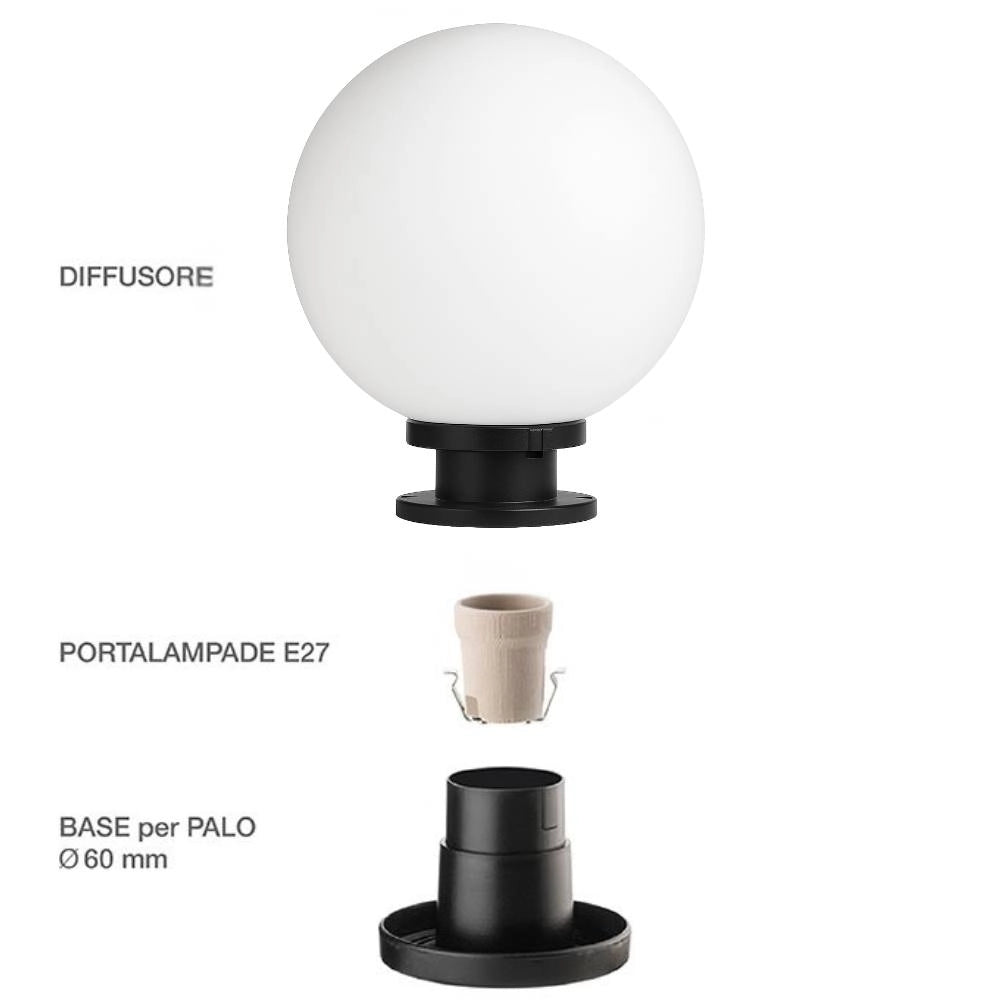 Globo acrilux sfera opale per lampioni montaggio a palo *** diametro 300 millimetri, confezione 1