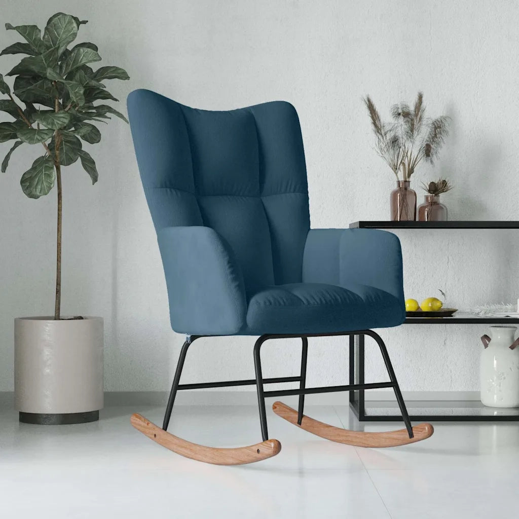 Sedia a Dondolo Blu in Velluto CFW6141126