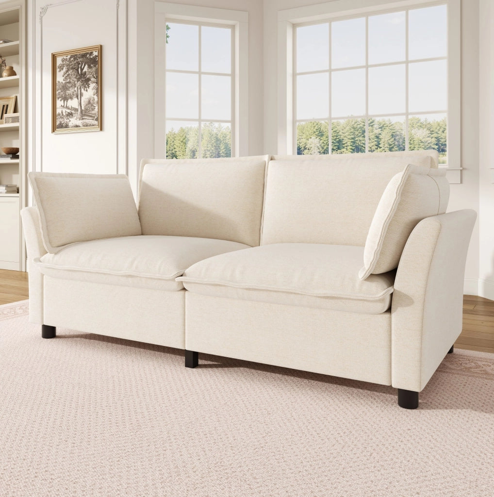 Sofa 2 posti modulare 155 x 81 x 87 cm in chenille beige