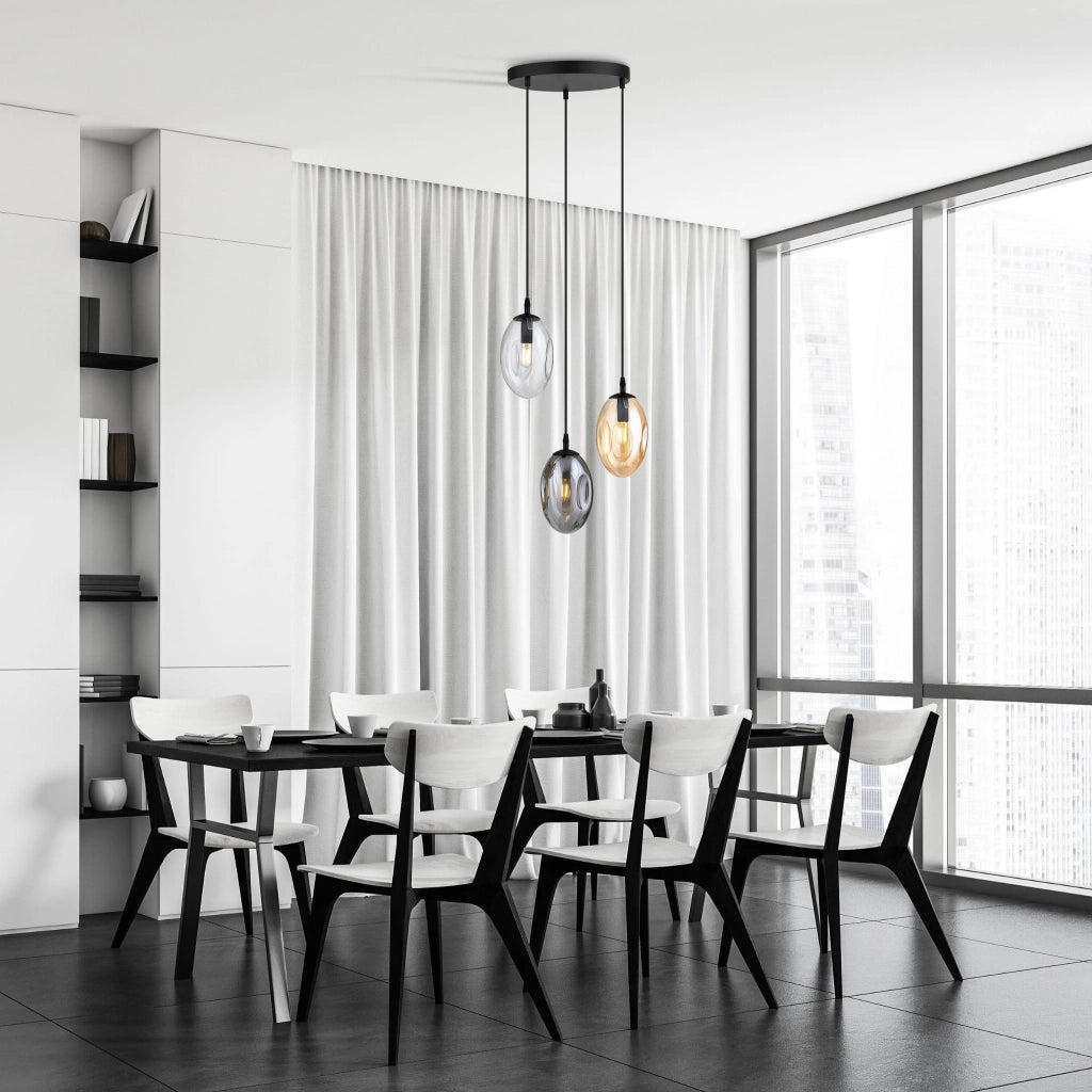 Lampadario Emibig Astral 3, 3xE14 nero multicolor vetro