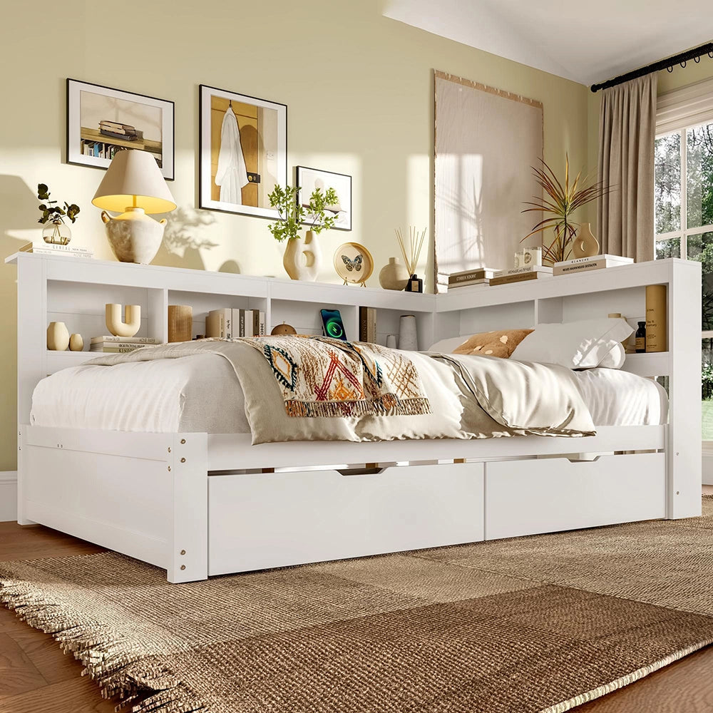 Divano letto 140x200cm?- Xylo - 2 cassetti USB bianco