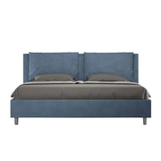 BS COM Letto matrimoniale king size senza rete imbottito 190x210 microfibra blu