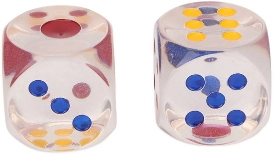 Dadi trasparenti a 6 facce - Acqua e idrocarburi resistenti - Antiossidanti - Sostenibili - Marcature di colore chiare - Dadi di gioco trasparenti