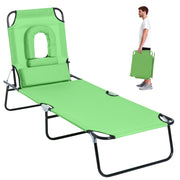 Lettino sole pieghevole con cuscino ¨C Minimal ¨C verde metallo