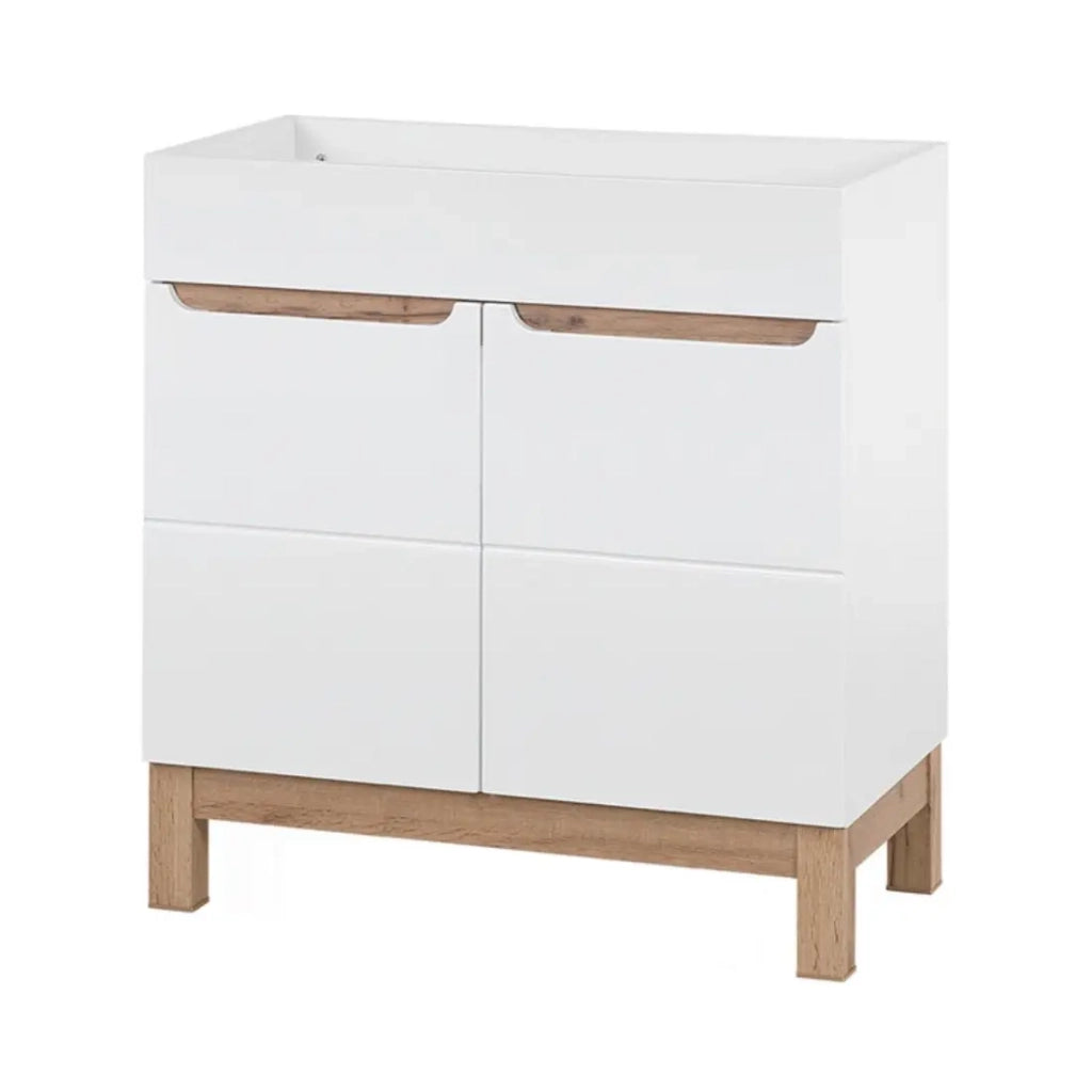 Set ERMANO: mobile sottolavabo 80cm + lavabo da incasso + sifone + colonna + contenitori con specchi