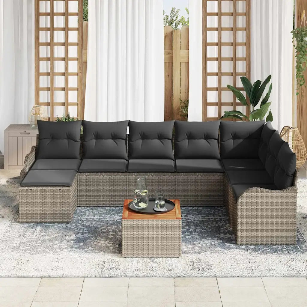 Set Divano da Giardino 9 pcs Grigio polyrattan 3356158