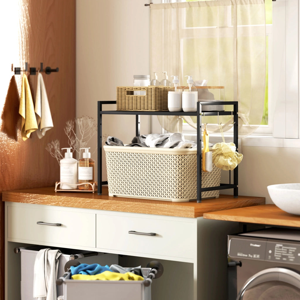 Tavolino da cucina estraibile con 3 ganci ¨C zephmum ¨C Nero, Metallo, 40 cm