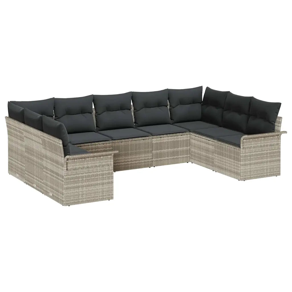 Set Divano da Giardino con cuscino Grigio chiaro polyrattan 3345522