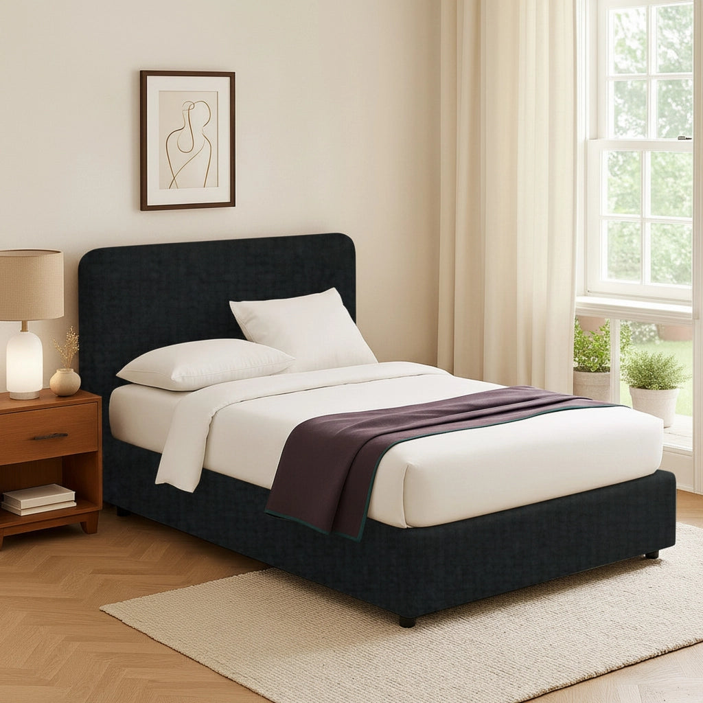 Reading, Letto Singolo Sfoderabile Made in Italy, Grigio Scuro