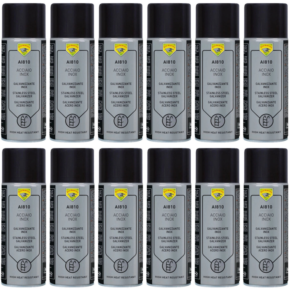 12X Spray Acciaio Inox 18/10 400 ml – Vernice Protettiva Anticorrosione per Metalli e Acciaio – Rivestimento Spray ES AI810
