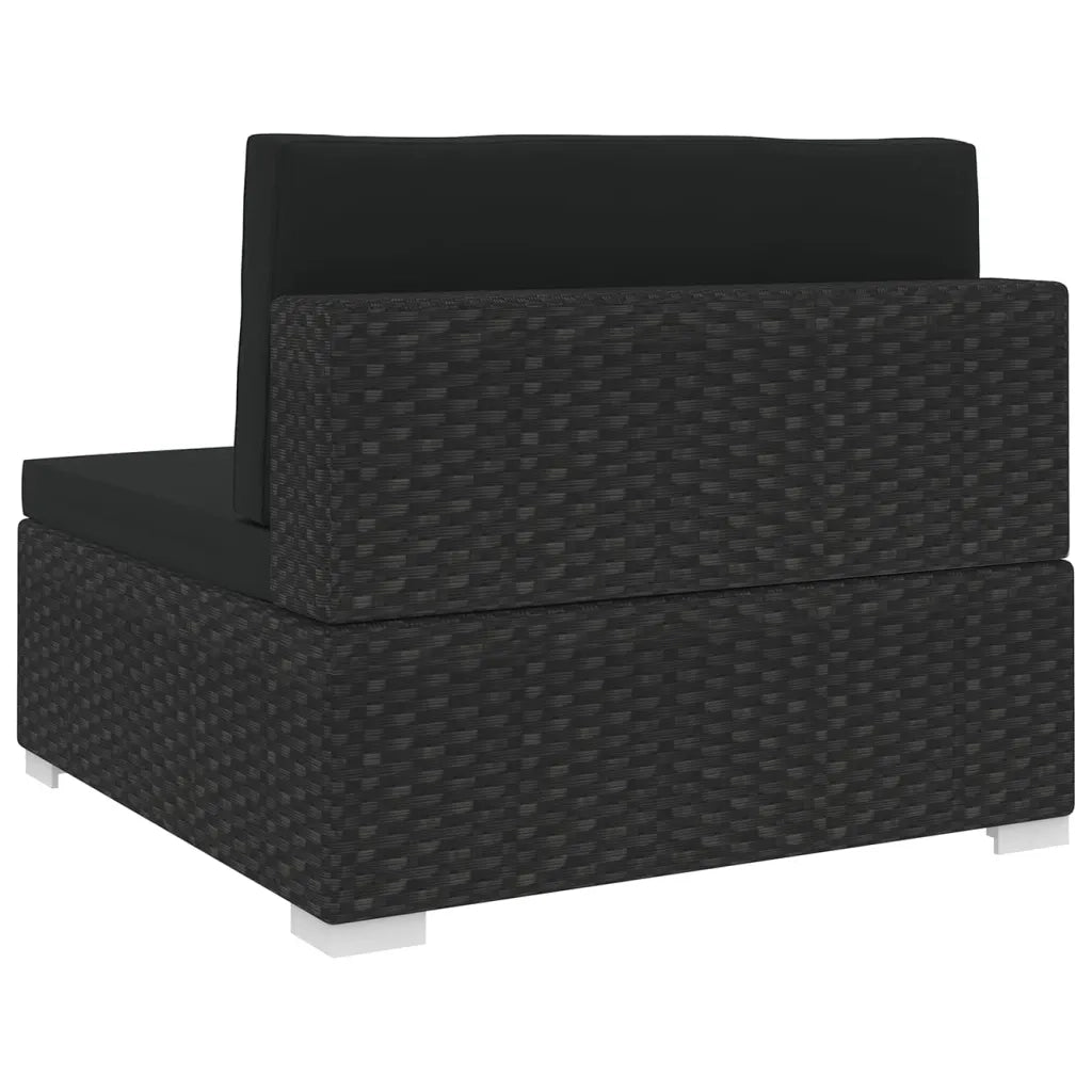 Seduta Centrale Modulare con Cuscini in Polyrattan Nero 48291