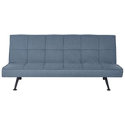 Divano Letto Blu 3 Posti Imbottito Trapuntato Gambe In Metallo Click Clack