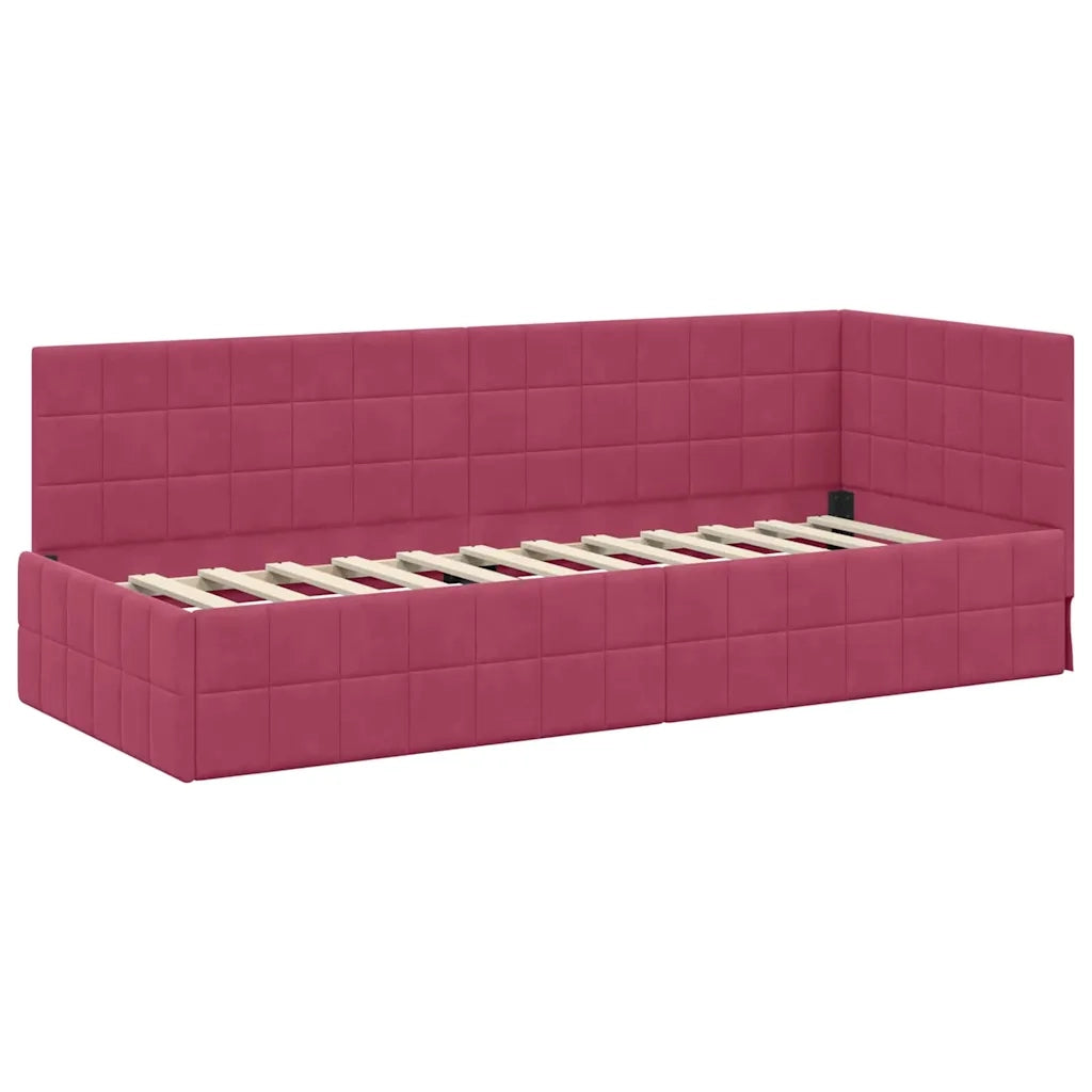 Struttura Letto Angolare con Materasso 2 pcs Verde Velluto
