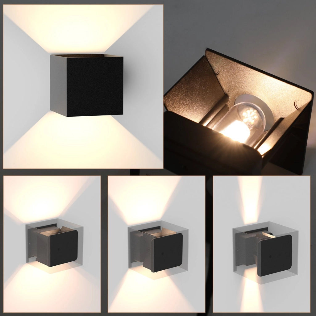 ZMH Applique da Muro Esterna LED Nera Up Down IP65 3000K per Scale
