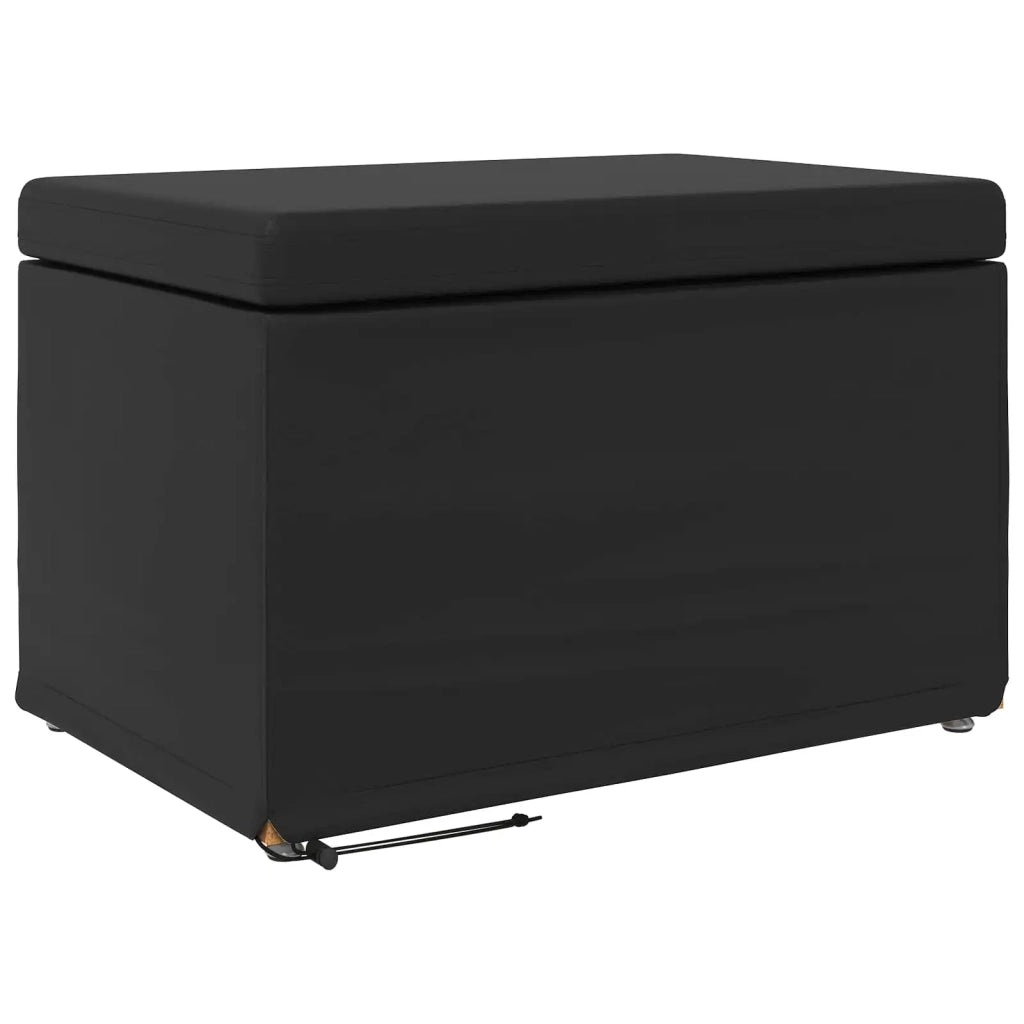 Pouf Nero Pelle Sintetica e Legno Ingegnerizzato 876771