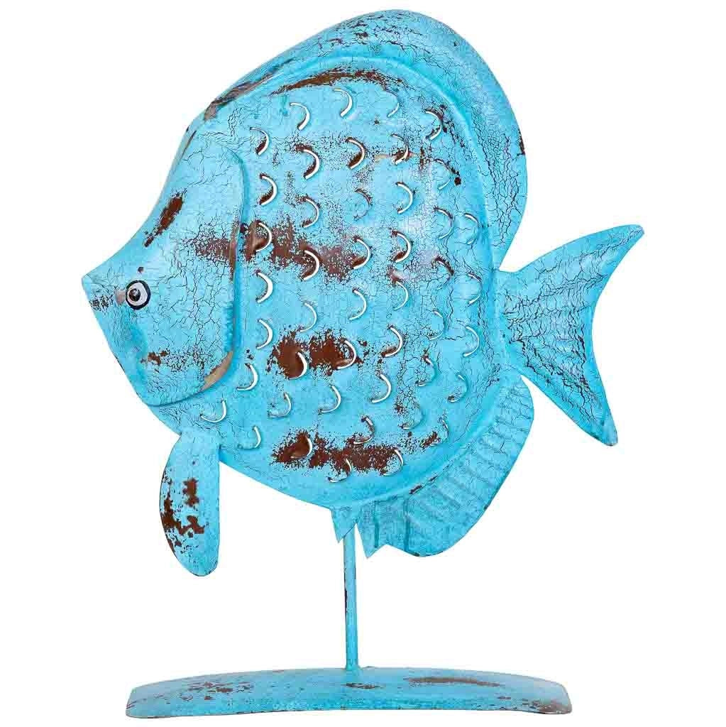 Figura pesce metallo blu 45x15x57h cm