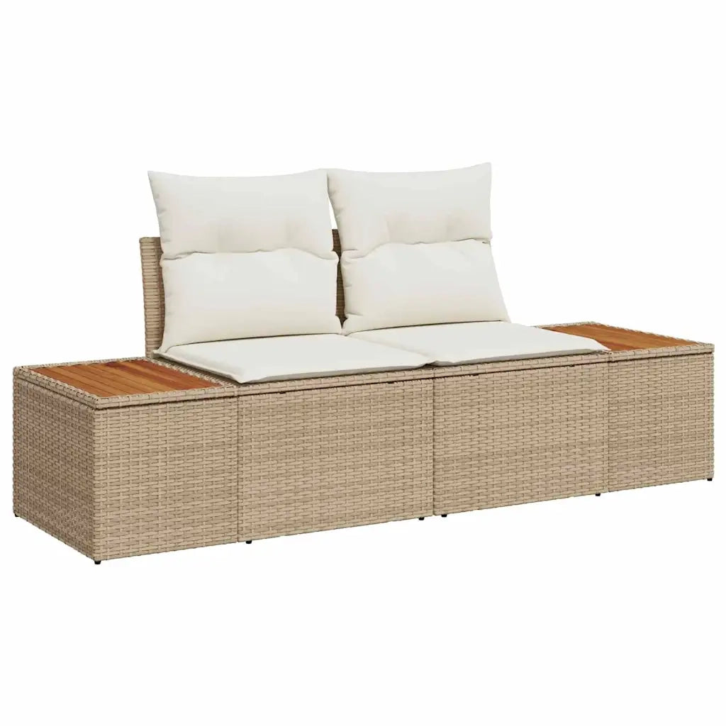 Set Divano da Giardino 3 pcs beige e panna Poly Rattan