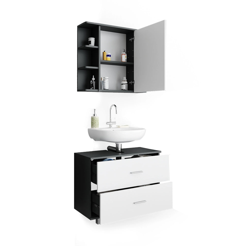 Vicco Set mobili bagno Bianco/antracite 2 parti