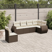 Set Divano da Giardino 6 pz con Cuscini Marrone in Polyrattan 3221432
