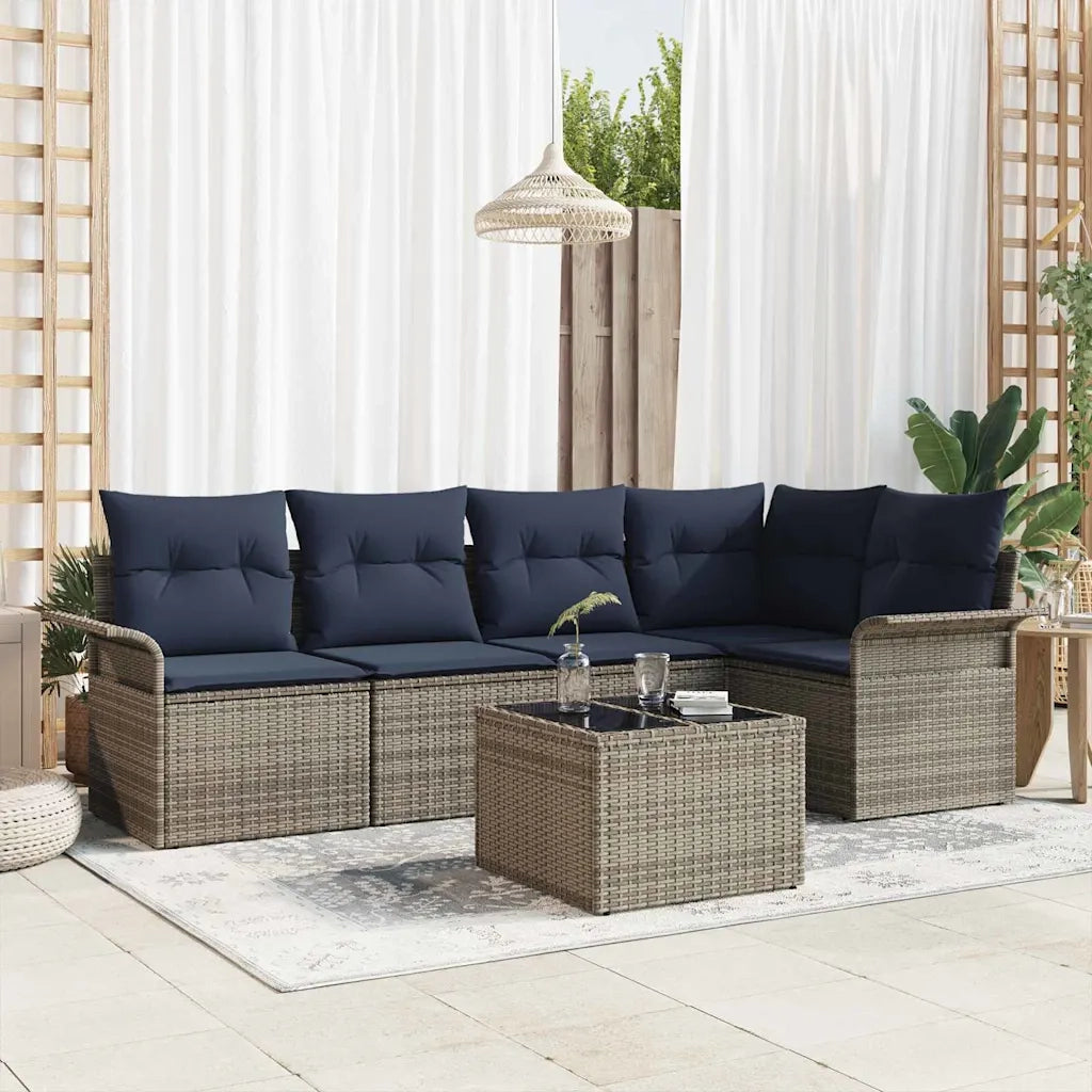 Set Divano da Giardino 6 pcs Grigio polyrattan 3354044