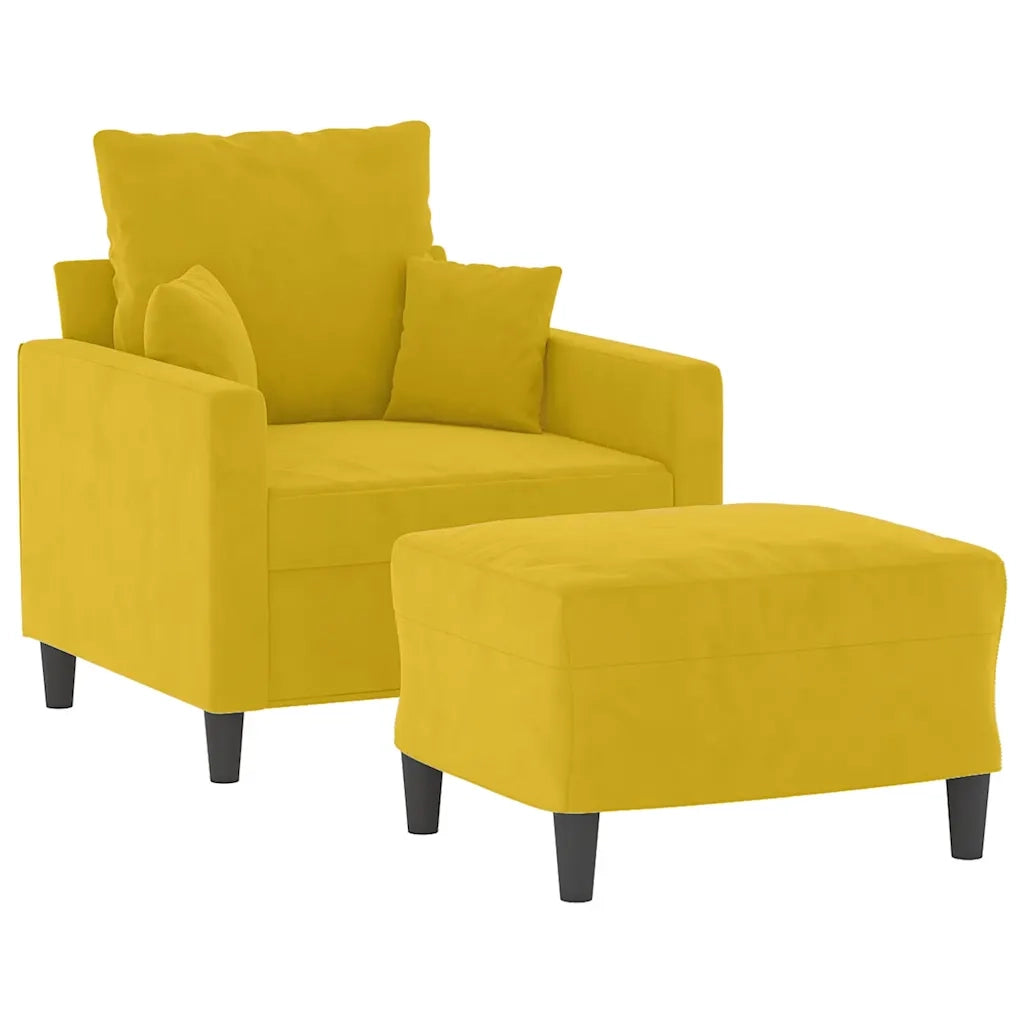 Poltrona con Poggiapiedi Giallo 60 cm in Velluto