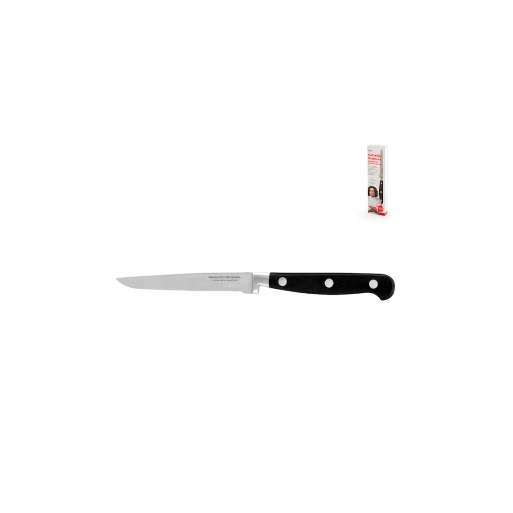 Coltello per bistecca a mezza seghettatura con manico nero