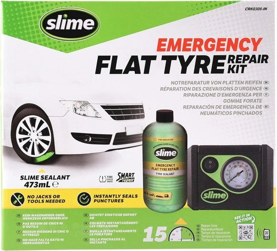 Riparazione per Gomme Forate - Kit di Riparazione Rapida - Gomme Incl. Colla e Pomp per Gomme - Adatto per veicoli in circolazione pubblica - Riparazione in 15 minuti