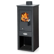 Stufa a Legna Marta 5–7 kW Nero Antracite in Acciaio con Portalegna