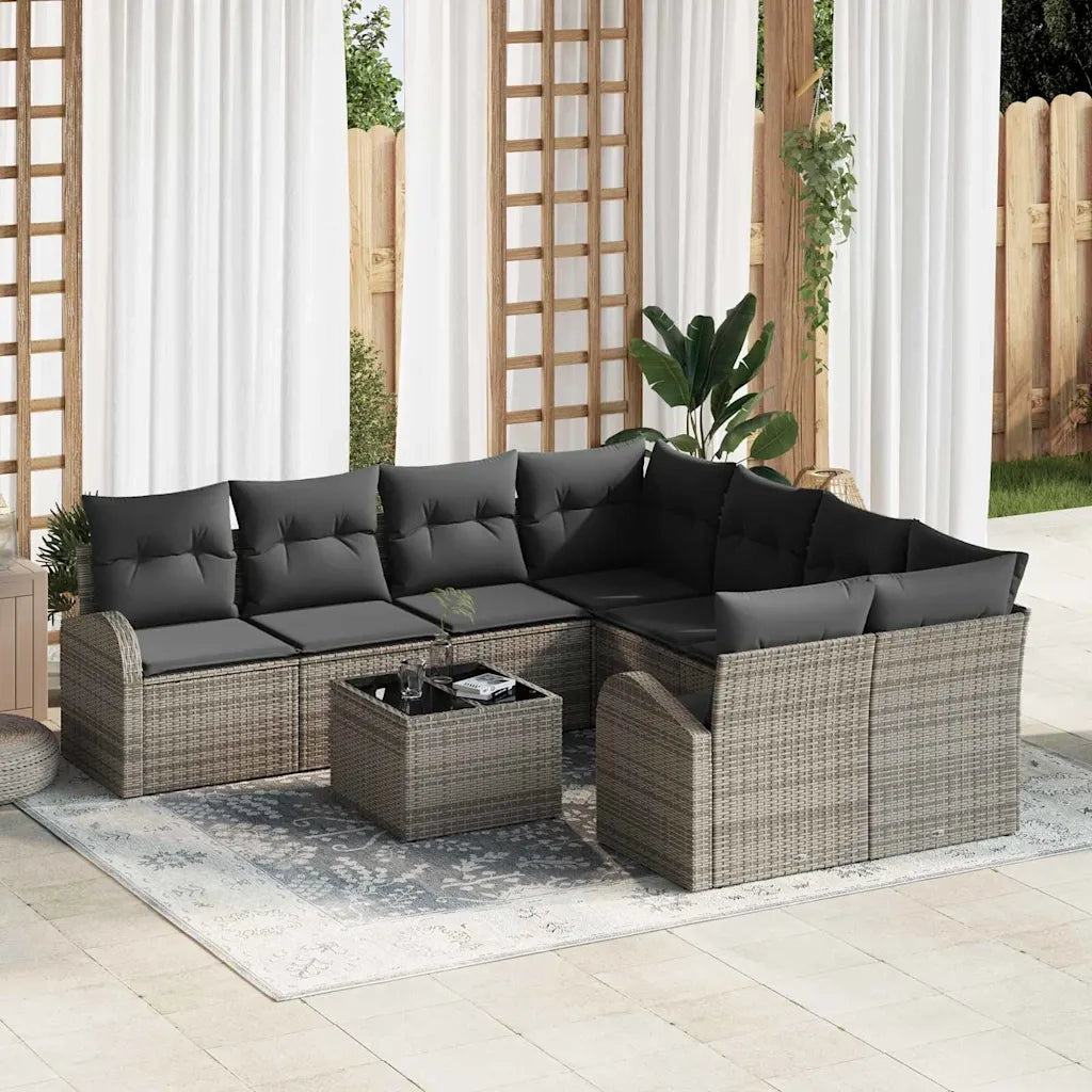 Set Divano da Giardino Grigio 55 x 55 x 37 cm polyrattan 3345979