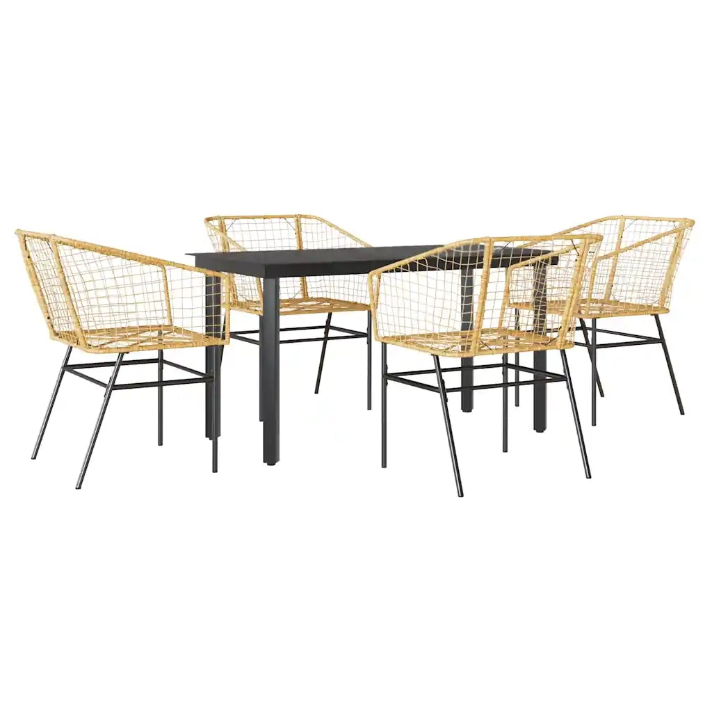 Set da Pranzo da Giardino 5pz Polyrattan Vetro 3334592