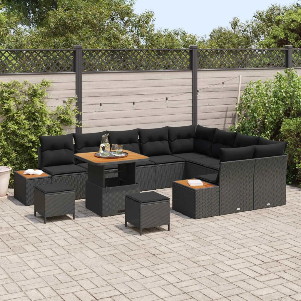 Set Divano da Giardino 12 pcs Nero polyrattan 3362949