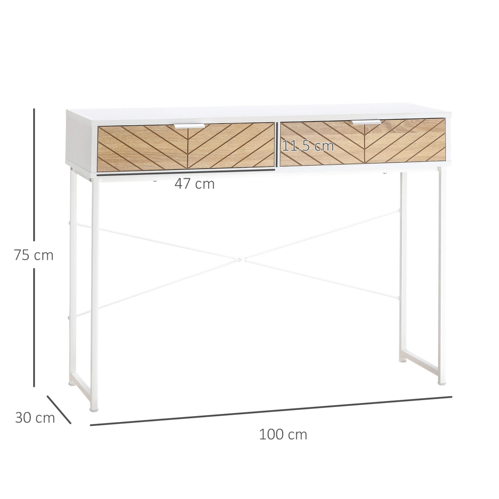 Consolle con 2 Cassetti ¨C Minimal ¨C Bianco Metallo 100x30x75cm