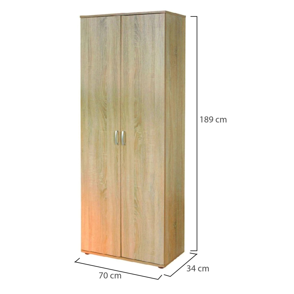Pazzano, Armadio Multiuso 2 Ante 5 Ripiani, 70x189h cm Beige