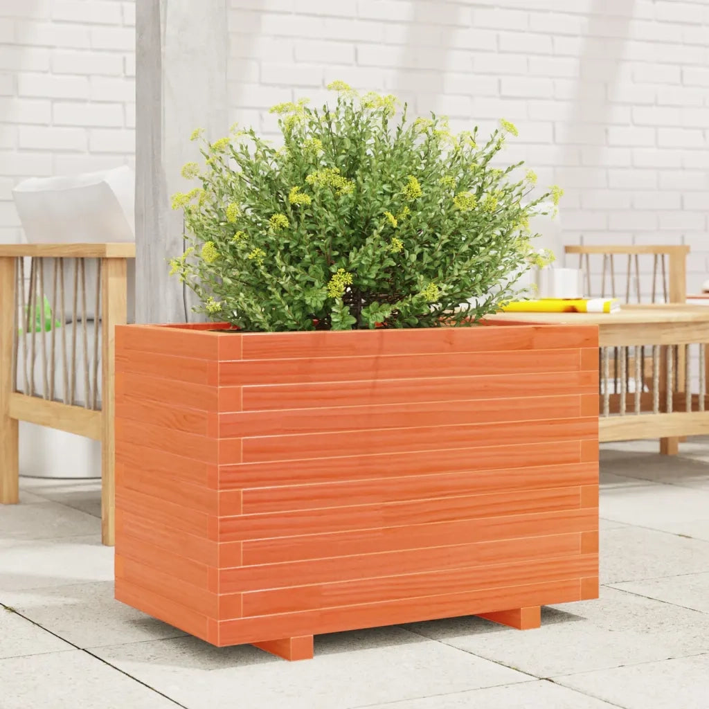 Fioriera Giardino-Vaso da Esterno-Contenitore per Piante Marrone Cera 70x40x49,5cm Legno Massello Pino 871195