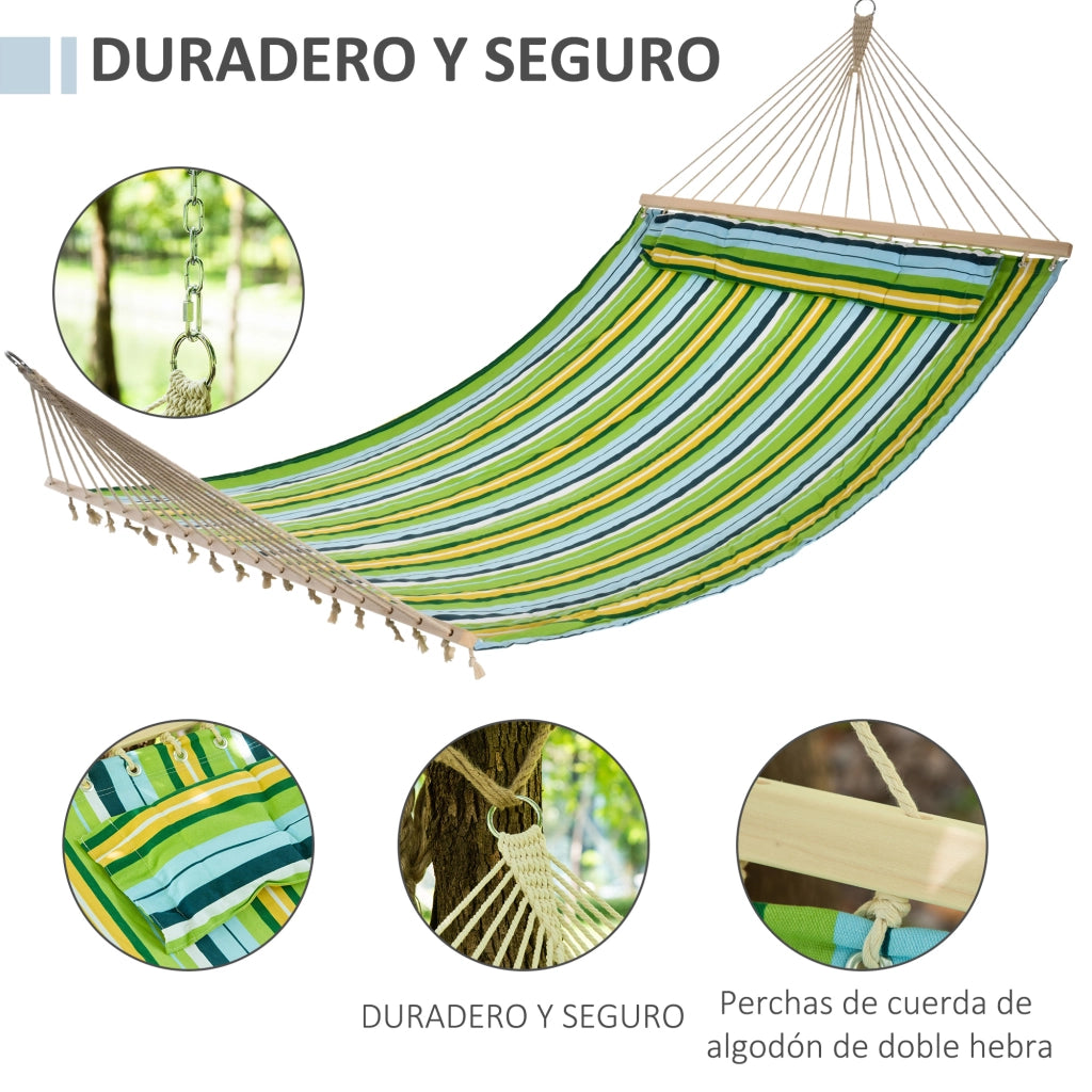 Amaca Sospesa da Giardino per 2 Persone con Cuscino ¨C Xylo ¨C Blu e Verde 340x140cm