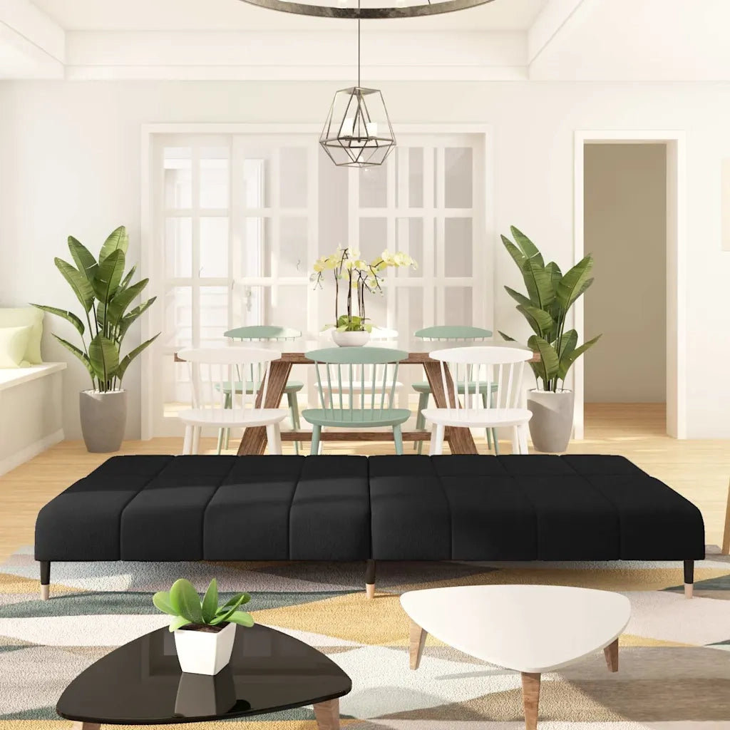 Divano Letto a 2 Posti-Sofa Letto 2 Posti-Daybed Nero in Velluto 497710
