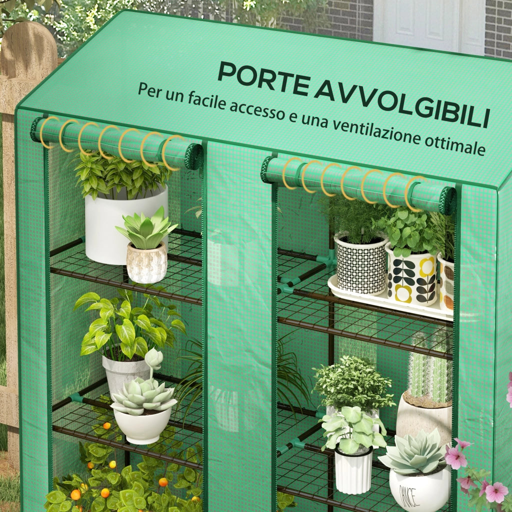 Serra da Giardino con Mensole e Porte ¨C Minimal ¨C Verde 143x46x151cm