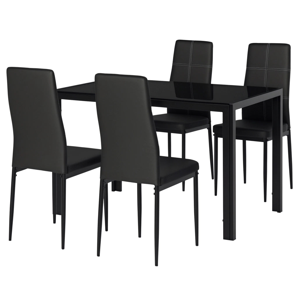 Set 5 Pezzi con Tavolo e Sedie da Pranzo ¨C zephmum ¨C Nero