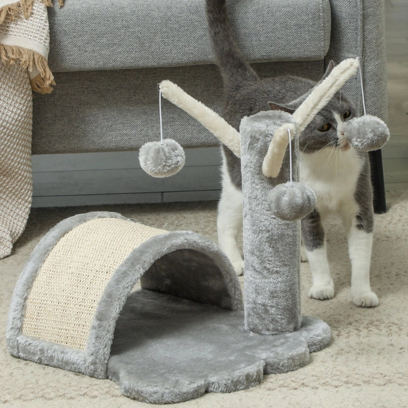 ALBERO GATTI con piattaforma a zampa 40 cm in peluche grigio chiaro
