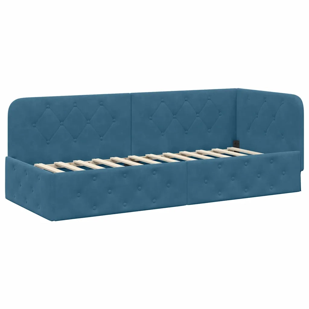 Cornice del letto ad angolo Blu 80 x 200 cm Velluto 3394061