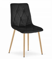 Sedia Valora TYRA in velluto nero con gambe color legno