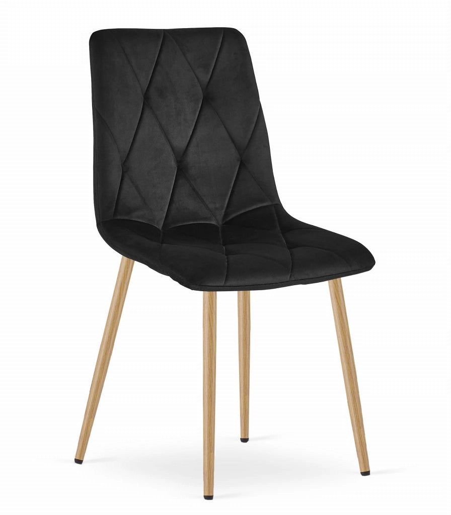Sedia Valora TYRA in velluto nero con gambe color legno