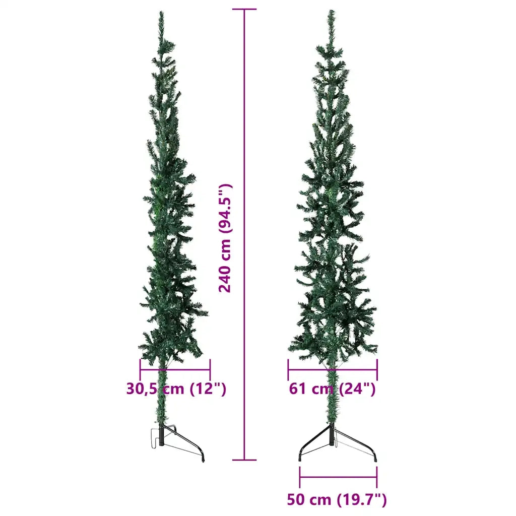 Albero Natale Artificiale Sottile a Metà Supporto Verde 240 cm 344603