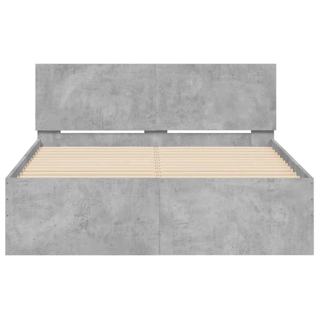 Giroletto con Testiera e LED Grigio Cemento 140x190 cm 3207626