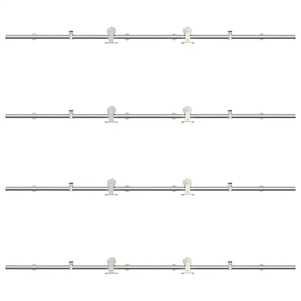 Kit Binari Porta Scorrevole 366 cm Acciaio Inossidabile Argento