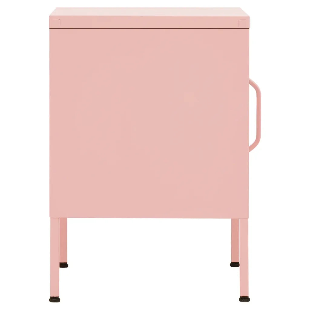 Comodino | Armadio da Notte | Mobiletto da notte Rosa 35x35x51 cm in Acciaio