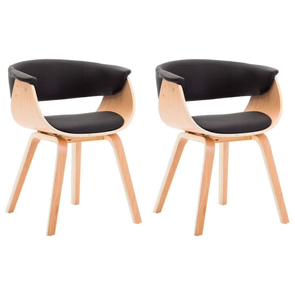 Sedie da Pranzo 2 pz Nere in Legno Curvato e Similpelle