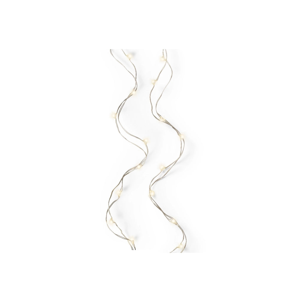 Micro Led luce fissa argento/bianco caldo 195cm 40L a batteria